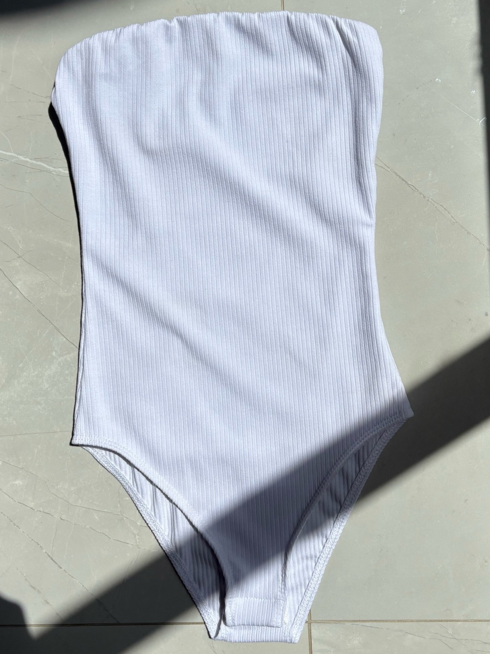 NWOT Summer Casual White Ribbed Strapless One Piece Tube Bodysuit Fashion Nova